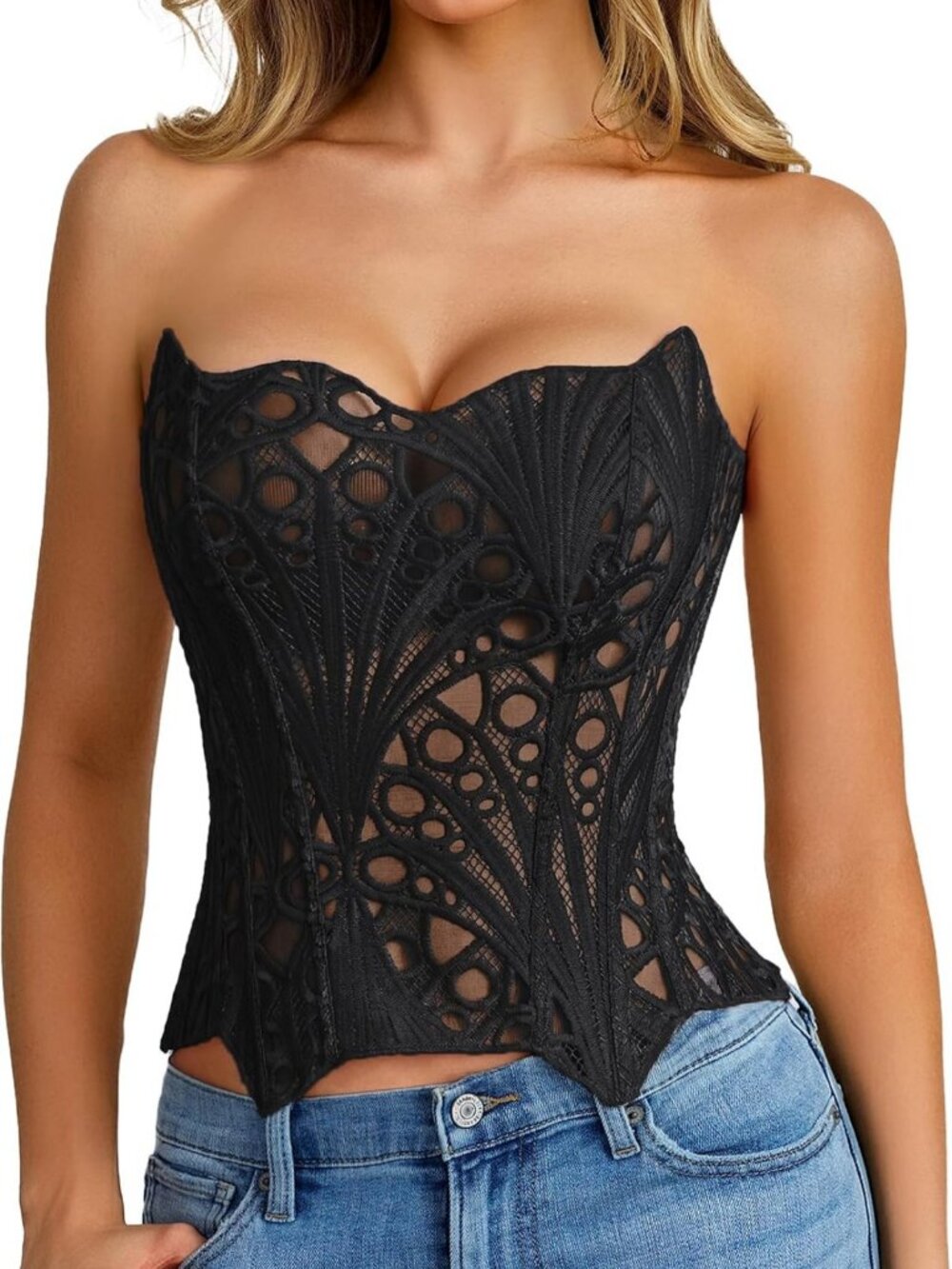 Lace-Up Bustier Corset Top for Women | Sexy Strapless Boned Design, Perfect Fit
